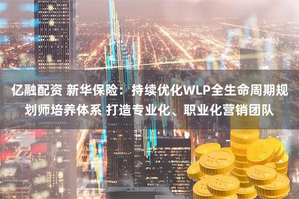 亿融配资 新华保险：持续优化WLP全生命周期规划师培养体系 打造专业化、职业化营销团队