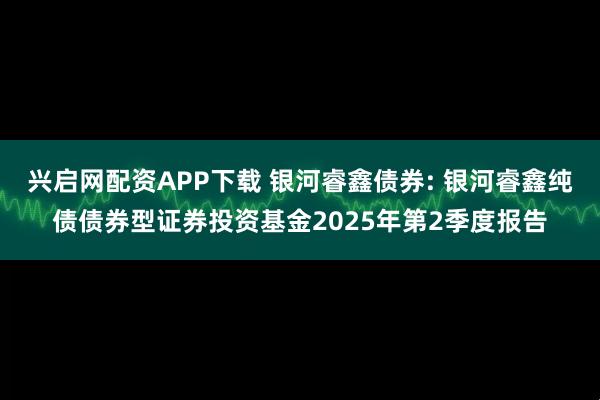兴启网配资APP下载 银河睿鑫债券: 银河睿鑫纯债债券型证券投资基金2025年第2季度报告