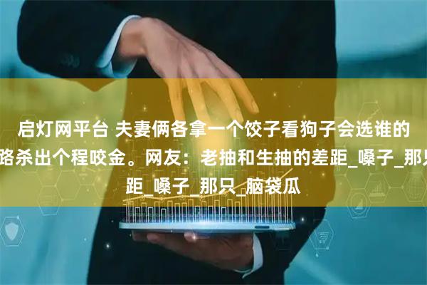 启灯网平台 夫妻俩各拿一个饺子看狗子会选谁的，结果半路杀出个程咬金。网友：老抽和生抽的差距_嗓子_那只_脑袋瓜